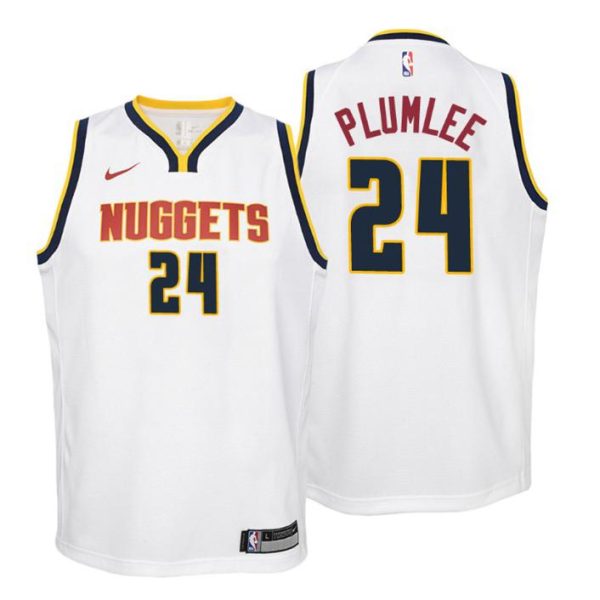 Kinder Denver Nuggets Trikot #24 Mason Plumlee Association Weiß Swingman