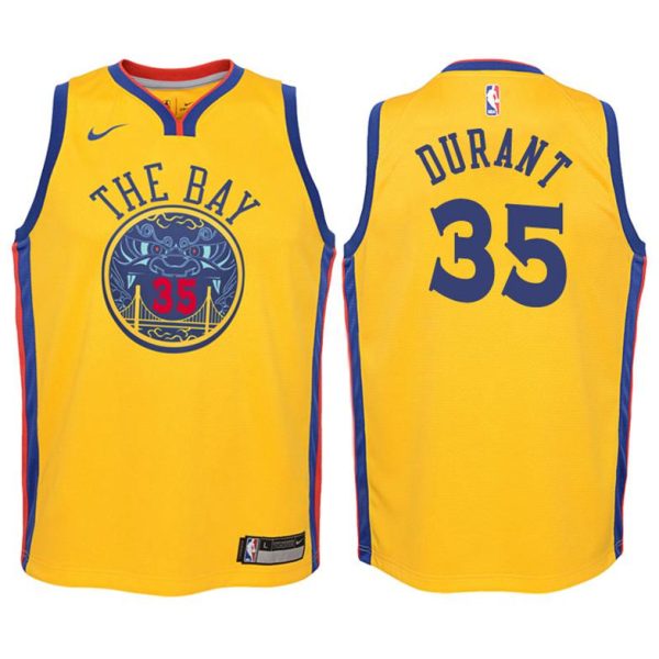 Kinder Golden State Warriors Trikot #35 Kevin Durant Gold Swingman – City Edition