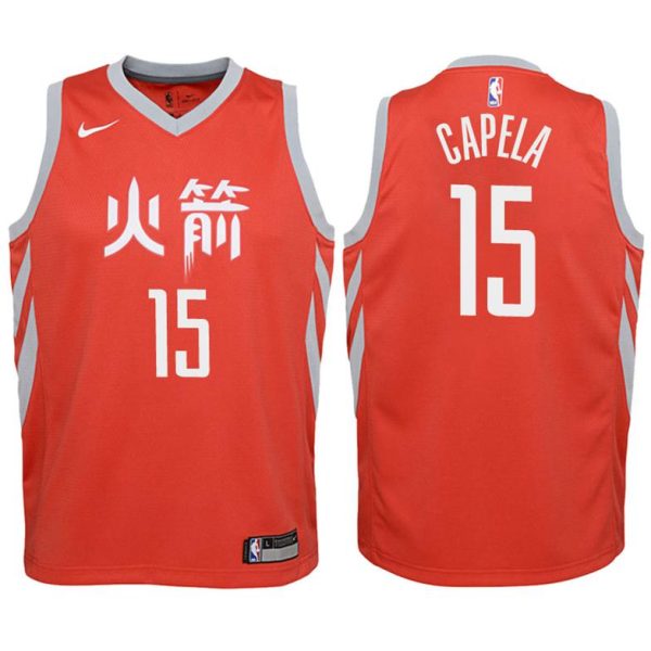 Kinder Houston Rockets Trikot #15 Clint Capela Rot Swingman – City Edition Edition