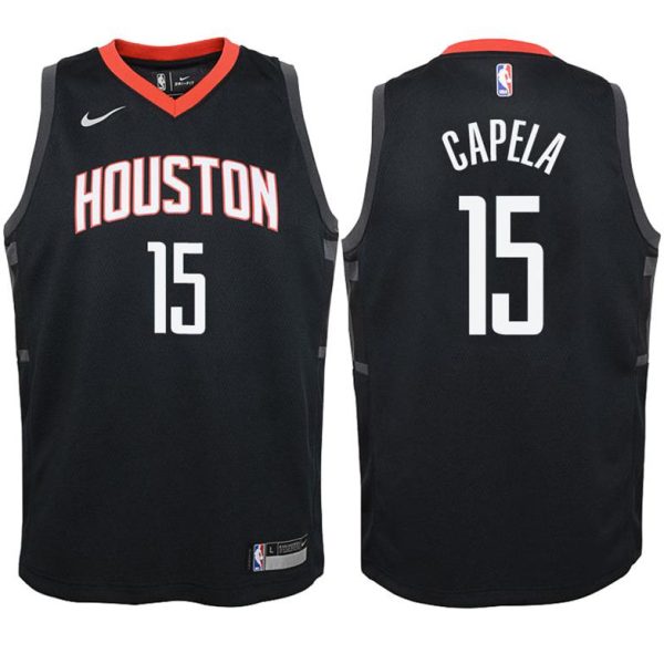 Kinder Houston Rockets Trikot #15 Clint Capela Schwarz Swingman – Statement Edition