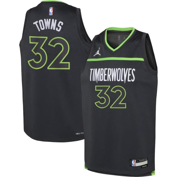 Kinder Jordan Brand Karl-Anthony Towns Schwarz Minnesota Timberwolves Trikot Swingman – Statement Edition