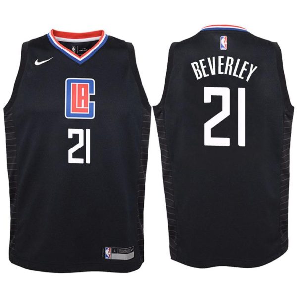 Kinder Los Angeles Clippers Trikot #21 Patrick Beverley Schwarz Swingman -Statement Edition