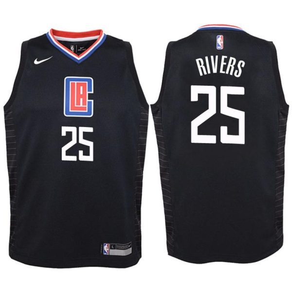 Kinder Los Angeles Clippers Trikot #25 Austin Rivers Schwarz Swingman -Statement Edition