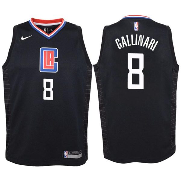 Kinder Los Angeles Clippers Trikot #8 Danilo Gallinari Schwarz Swingman -Statement Edition