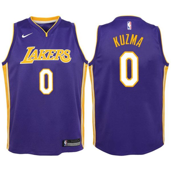 Kinder Los Angeles Lakers Trikot #0 Kyle Kuzma Lila Swingman -Statement Edition