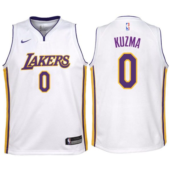 Kinder Los Angeles Lakers Trikot #0 Kyle Kuzma Weiß Swingman -Association Edition