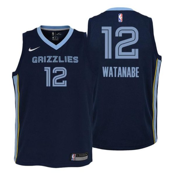 Kinder Memphis Grizzlies Trikot #12 Yuta Watanabe Icon Edition Navy Swingman