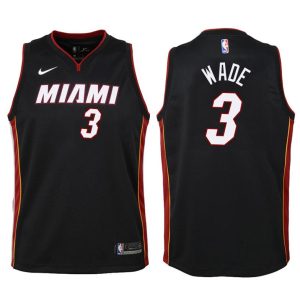 Kinder Miami Heat Trikot #3 Dwyane Wade Schwarz Swingman – Statement Edition