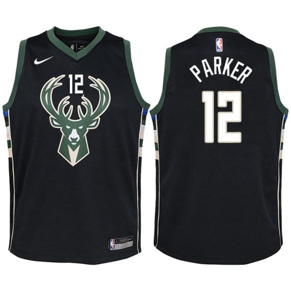 Kinder Milwaukee Bucks Trikot #12 Jabari Parker Schwarz Swingman -Statement Edition