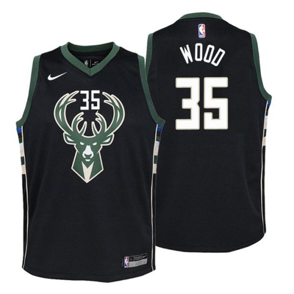 Kinder Milwaukee Bucks Trikot #35 Christian Wood Statement Schwarz Swingman