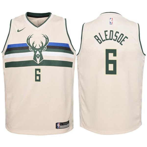 Kinder Milwaukee Bucks Trikot #6 Eric Bledsoe Cream Swingman – City Edition