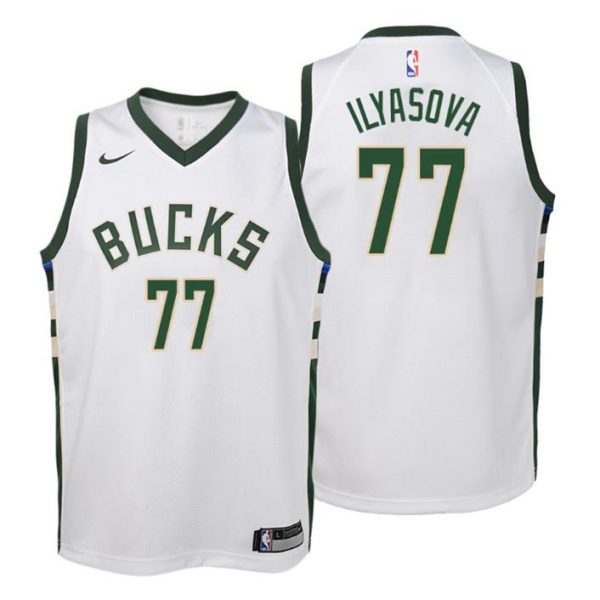 Kinder Milwaukee Bucks Trikot #77 Ersan Ilyasova Association Weiß Swingman