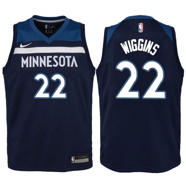 Kinder Minnesota Timberwolves Trikot #22 Andrew Wiggins Navy Swingman -Icon Edition