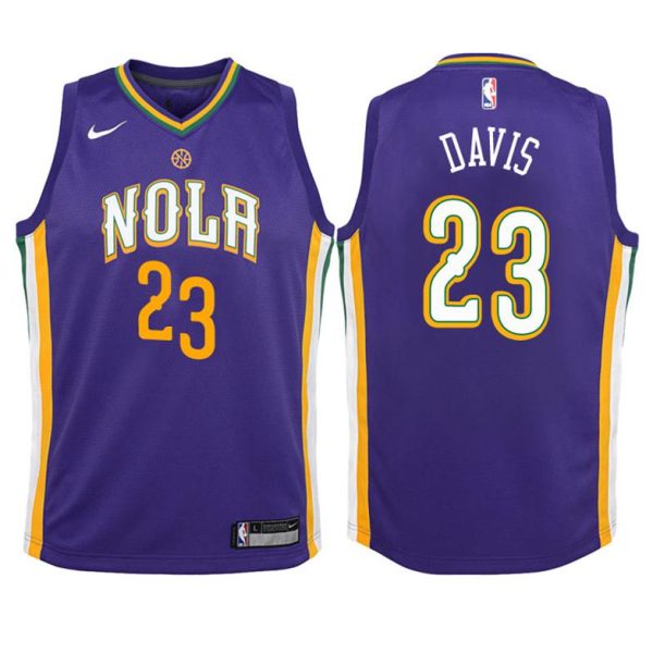 Kinder New Orleans Pelicans Trikot #23 Anthony Davis Lila Swingman – City Edition