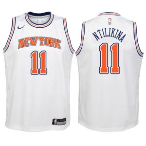 Kinder New York Knicks Trikot #11 Frank Ntilikina Weiß Swingman – Statement Edition