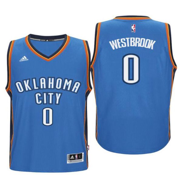 Kinder Oklahoma City Thunder Trikot #0 Russell Westbrook New Swingman Road Blau