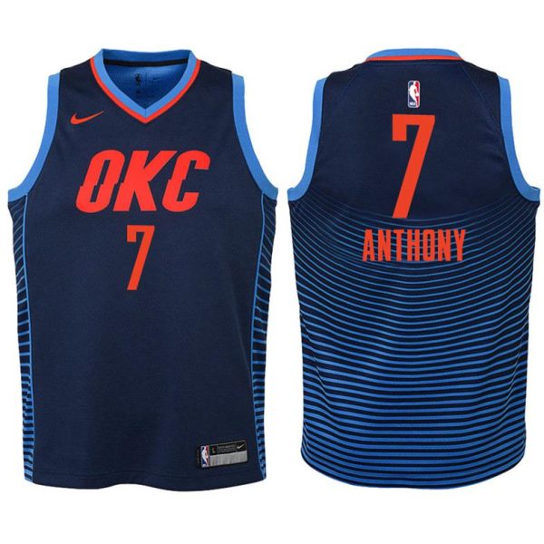 Kinder Oklahoma City Thunder Trikot #7 Carmelo Anthony Navy Swingman – Statement Edition