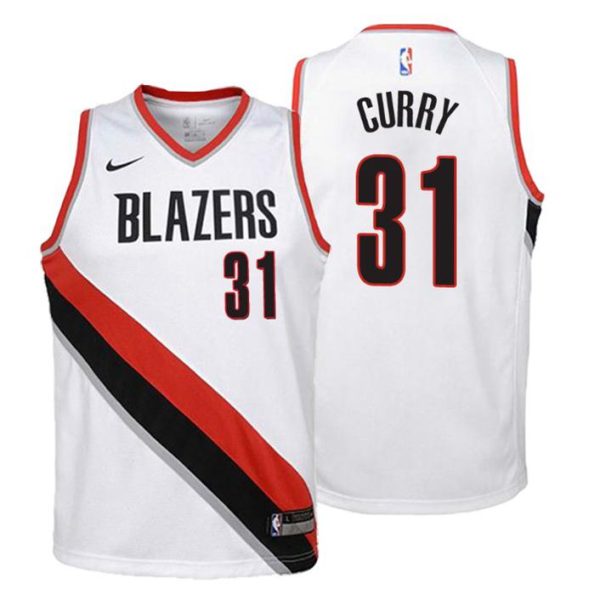 Kinder Portland Trail Blazers Trikot #31 Seth Curry Association Weiß Swingman