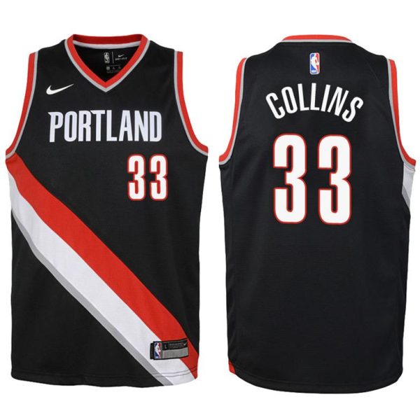 Kinder Portland Trail Blazers Trikot #33 Zach Collins Schwarz Swingman -Icon Edition