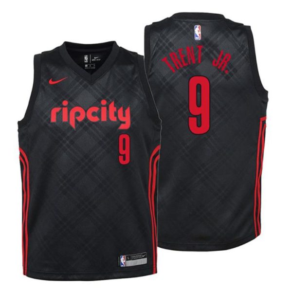 Kinder Portland Trail Blazers Trikot #9 Gary Trent Jr. City Edition Schwarz Swingman