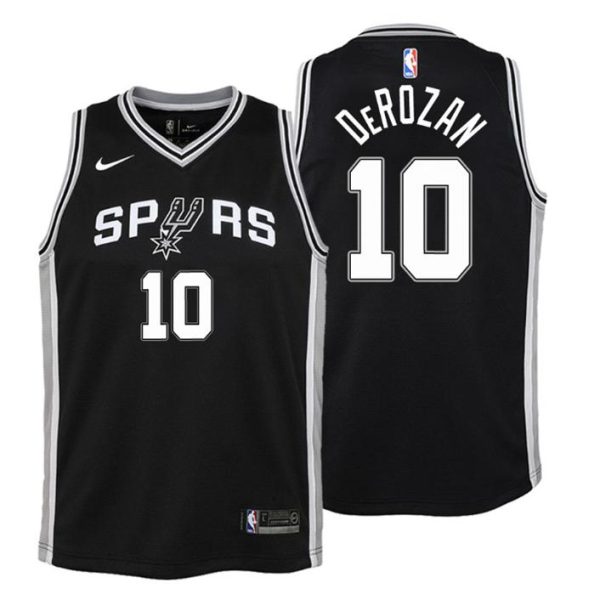 Kinder San Antonio Spurs Trikot #10 DeMar DeRozan Icon Edition Schwarz Swingman