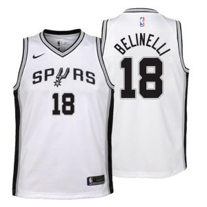 Kinder San Antonio Spurs Trikot #18 Marco Belinelli Association Weiß Swingman