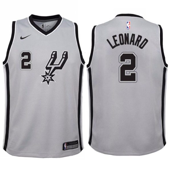 Kinder San Antonio Spurs Trikot #2 Kawhi Leonard Grau Swingman -Statement Edition