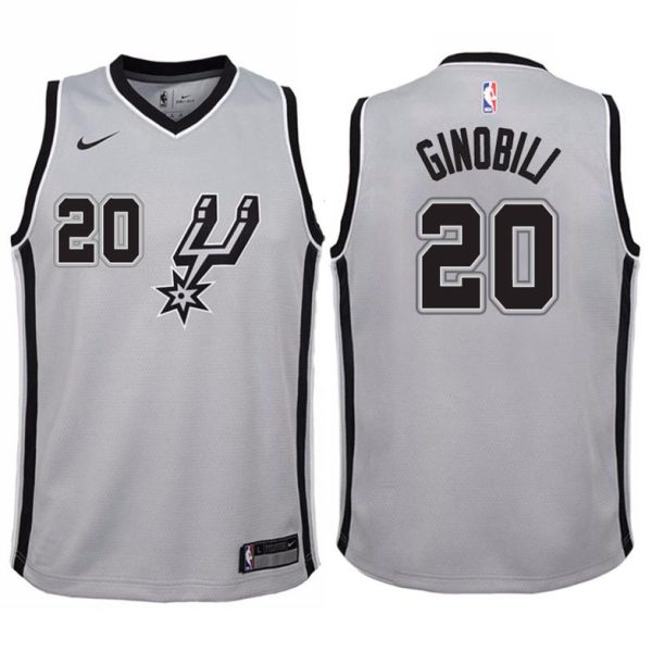 Kinder San Antonio Spurs Trikot #20 Manu Ginobili Grau Swingman -Statement Edition