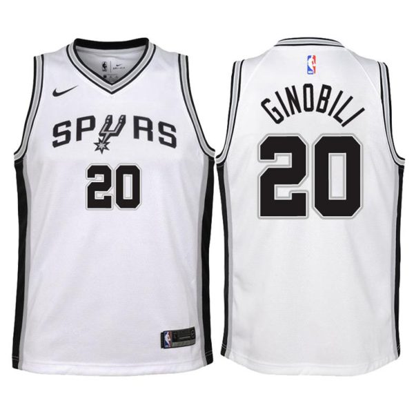 Kinder San Antonio Spurs Trikot #20 Manu Ginobili Weiß Swingman -Association Edition