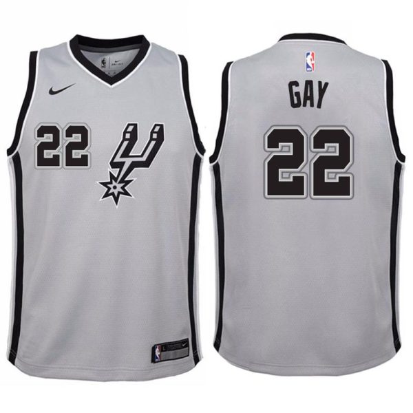 Kinder San Antonio Spurs Trikot #22 Rudy Gay Grau Swingman -Statement Edition