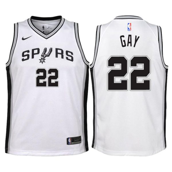 Kinder San Antonio Spurs Trikot #22 Rudy Gay Weiß Swingman -Association Edition