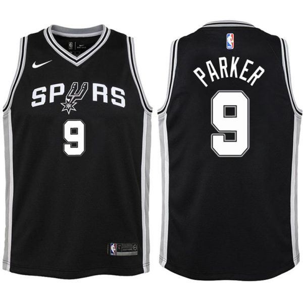 Kinder San Antonio Spurs Trikot #9 Tony Parker Schwarz Swingman -Icon Edition