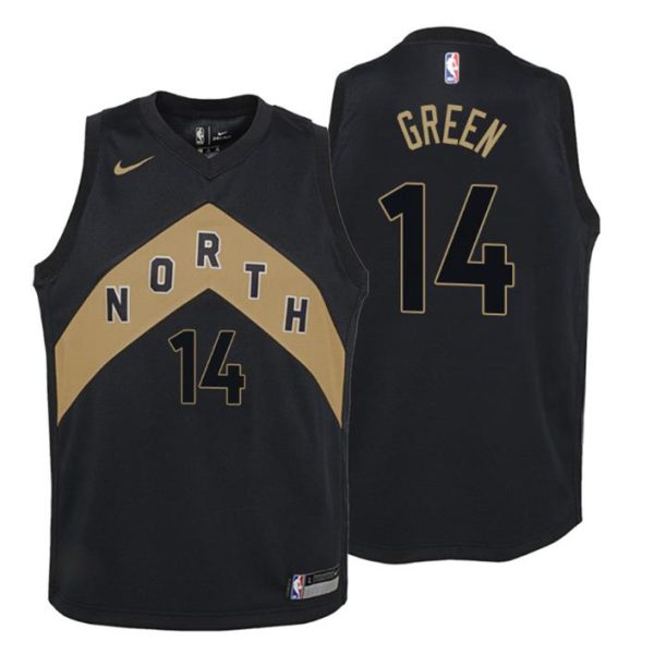 Kinder Toronto Raptors Trikot #14 Danny Grün City Edition Schwarz Swingman