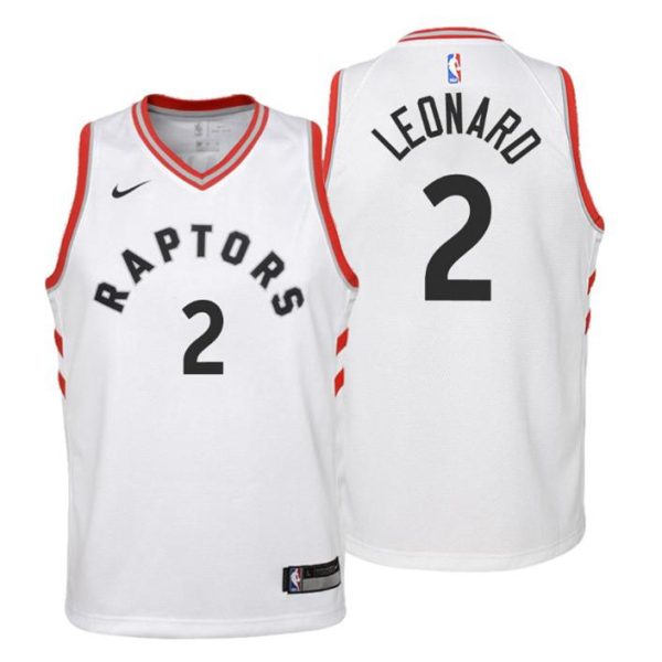 Kinder Toronto Raptors Trikot #2 Kawhi Leonard Association Weiß Swingman