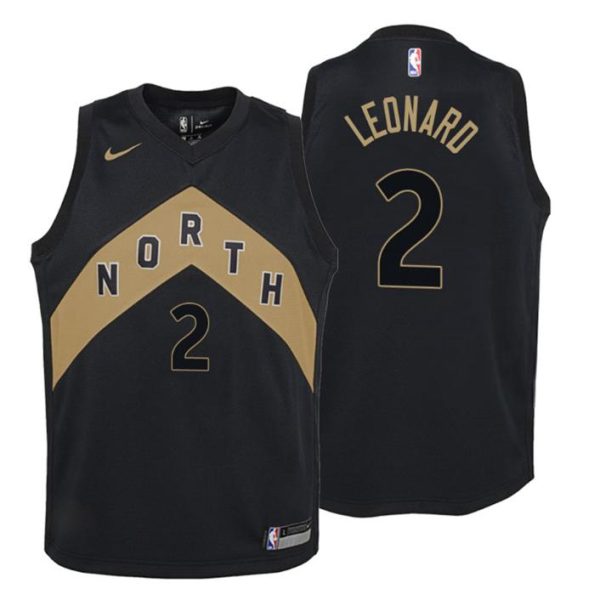 Kinder Toronto Raptors Trikot #2 Kawhi Leonard City Edition Schwarz Swingman