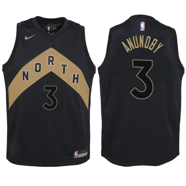 Kinder Toronto Raptors Trikot #3 OG Anunoby Schwarz Swingman – City Edition Edition