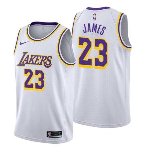 Los Angeles Lakers Trikot #23 Lebron James Association Weiß Swingman
