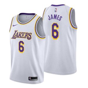 Los Angeles Lakers Trikot Associateion Edition No.6 LeBron James Weiß 2021-22