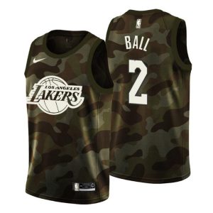 Los Angeles Lakers Trikot Herren #2 Lonzo Ball Camo 2019 Memorial Day