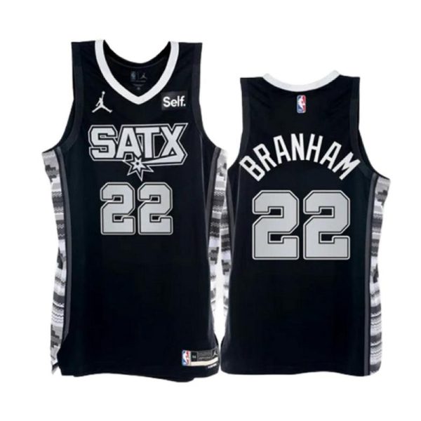 Malaki Branham 22 San Antonio Spurs Trikot Jordan Statement Edition 2022-23 Schwarz Version Swingman Herren