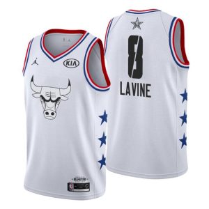Men 2019 NBA All-Star Trikot Game Chicago Bulls Trikot #8 Zach LaVine Weiß Swingman
