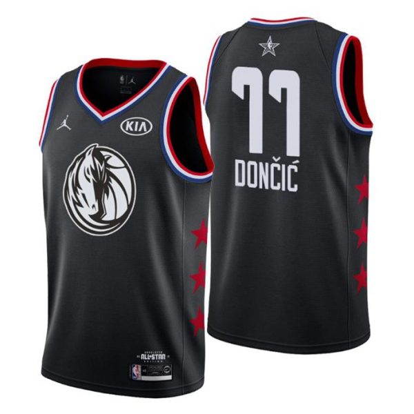 Men 2019 NBA All-Star Trikot Game Dallas Mavericks Trikot #77 Luka Doncic Schwarz Swingman