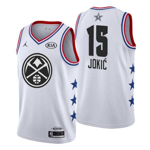 Men 2019 NBA All-Star Trikot Game Denver Nuggets Trikot #15 Nikola Jokic Weiß Swingman