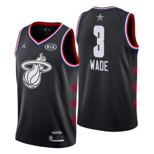 Men 2019 NBA All-Star Trikot Game Miami Heat Trikot #3 Dwyane Wade Schwarz Swingman