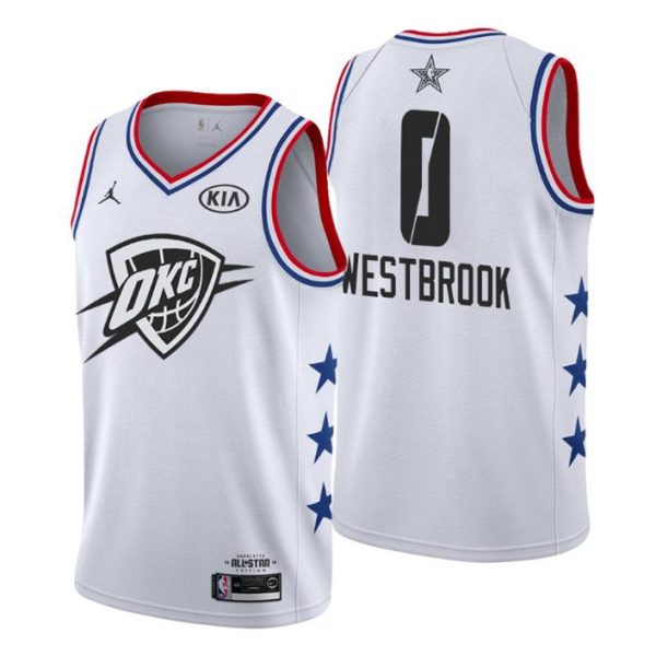 Men 2019 NBA All-Star Trikot Game Oklahoma City Thunder Trikot #0 Russell Westbrook Weiß Swingman