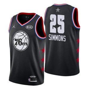 Men 2019 NBA All-Star Trikot Game Philadelphia 76ers Trikot #25 Ben Simmons Schwarz Swingman