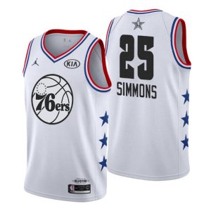 Men 2019 NBA All-Star Trikot Game Philadelphia 76ers Trikot #25 Ben Simmons Weiß Swingman