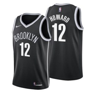 Men Brooklyn Nets Trikot #12 Dwight Howard Icon Edition Schwarz Swingman