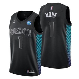 Men Charlotte Hornets Trikot #1 Malik Monk 30th Anniversary City Edition Schwarz Swingman