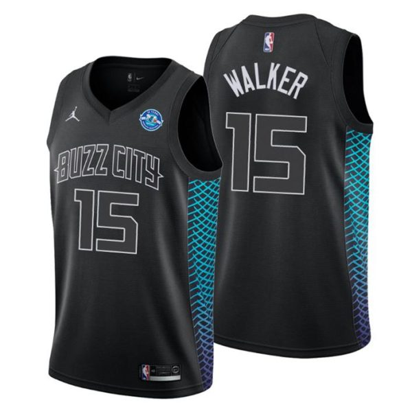 Men Charlotte Hornets Trikot #15 Kemba Walker 30th Anniversary City Edition Schwarz Swingman